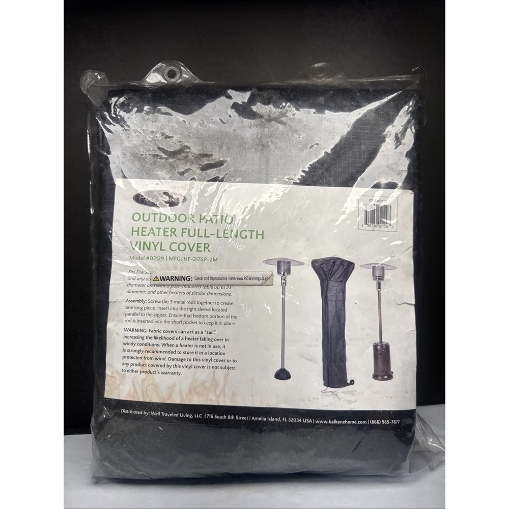 Fire Sense 02129 Vinyl Cover Full Length Outdoor For Fire Sense LPG Patio Heater